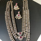 AD Ruby Red Stone Triple Layer Teen Lada Long Necklace