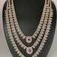 AD Ruby Red Stone Triple Layer Teen Lada Long Necklace