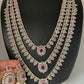 AD Ruby Red Stone Triple Layer Teen Lada Long Necklace