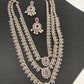 AD Ruby Red Stone Triple Layer Teen Lada Long Necklace