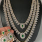 AD Emerald Green Stone Triple Layer Teen Lada Long Necklace