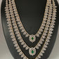 AD Emerald Green Stone Triple Layer Teen Lada Long Necklace
