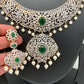 AD Emerald Green Stone Short Necklace