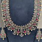 AD Ruby Red Stone U Shape Long Necklace