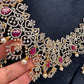 AD Ruby Red Stone U Shape Long Necklace