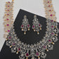 AD Ruby Red Stone U Shape Long Necklace