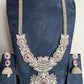 AD Ruby Red Stone Lotus Design Long Necklace