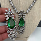 Doublet Stone Victorian Finish Short Necklace - Green