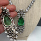 Doublet Stone Victorian Finish Short Necklace - Green