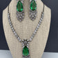 Doublet Stone Victorian Finish Short Necklace - Green