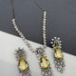 Doublet Stone Victorian Finish Short Necklace - Yellow
