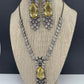 Doublet Stone Victorian Finish Short Necklace - Yellow