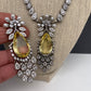 Doublet Stone Victorian Finish Short Necklace - Yellow