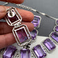 Doublet Stone Silver Finish Neckline Short Necklace - Purple