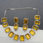 Doublet Stone Silver Finish Neckline Short Necklace - Yellow