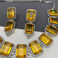 Doublet Stone Silver Finish Neckline Short Necklace - Yellow