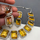 Doublet Stone Silver Finish Neckline Short Necklace - Yellow