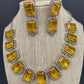 Doublet Stone Silver Finish Neckline Short Necklace - Yellow