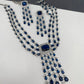 Doublet Stone Silver Finish Short Necklace - Blue