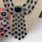 Doublet Stone Silver Finish Short Necklace - Blue