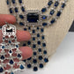 Doublet Stone Silver Finish Short Necklace - Blue