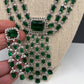 Doublet Stone Silver Finish Short Necklace - Green