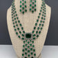 Doublet Stone Silver Finish Short Necklace - Green