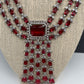 Doublet Stone Silver Finish Short Necklace - Red