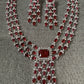Doublet Stone Silver Finish Short Necklace - Red