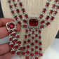 Doublet Stone Silver Finish Short Necklace - Red