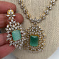 AD Mint Green Doublet Stone Short Necklace