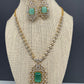 AD Mint Green Doublet Stone Short Necklace