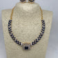 AD Color Stone Kanthi Style Short Neckline Necklace - Blue