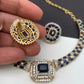 AD Color Stone Kanthi Style Short Neckline Necklace - Blue