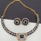 AD Color Stone Kanthi Style Short Neckline Necklace - Blue