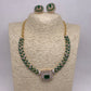 AD Color Stone Kanthi Style Short Neckline Necklace - Green