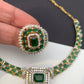 AD Color Stone Kanthi Style Short Neckline Necklace - Green