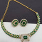 AD Color Stone Kanthi Style Short Neckline Necklace - Green