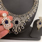 AD Color Stone Short Neckline Necklace - Blue