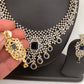 AD Color Stone Short Neckline Necklace - Blue