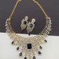 AD Color Stone Short Neckline Necklace - Blue