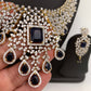 AD Color Stone Short Neckline Necklace - Blue