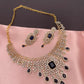 AD Color Stone Short Neckline Necklace - Blue