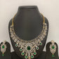 AD Color Stone Short Neckline Necklace - Green