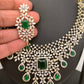 AD Color Stone Short Neckline Necklace - Green