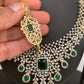 AD Color Stone Short Neckline Necklace - Green