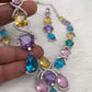 Doublet Multi Color Light Stone Short Necklace
