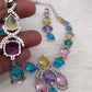 Doublet Multi Color Light Stone Short Necklace