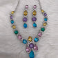 Doublet Multi Color Light Stone Short Necklace