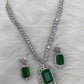 Doublet Stone Short Necklace - Green
